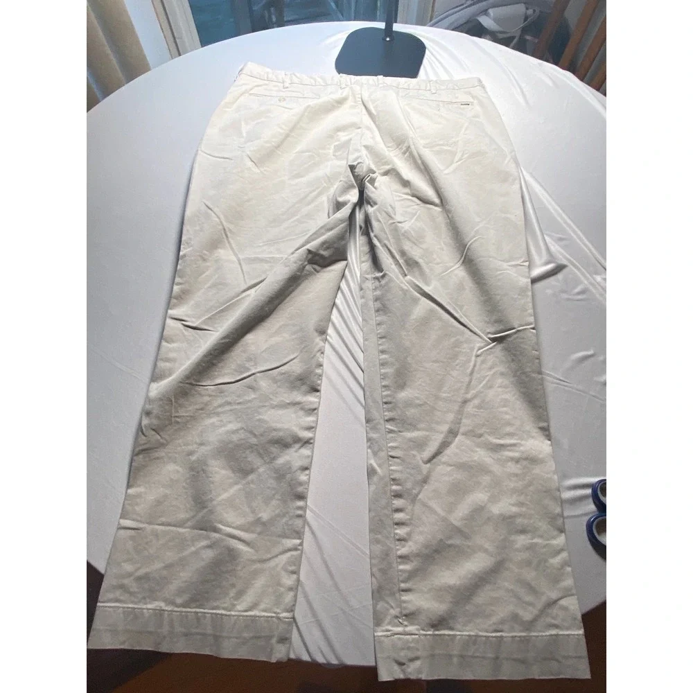 Polo Ralph Lauren Mens Stretch Classic Fit Chino Pants Cream 40x30 Distressed